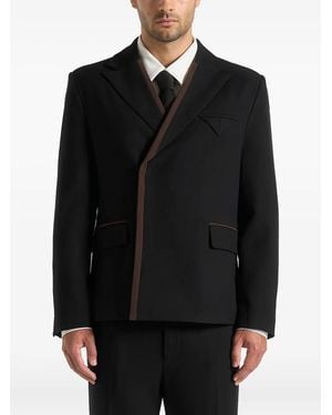 Manière De Voir Alec Double Breasted Suit Jacket With Contrast Lapel - Black