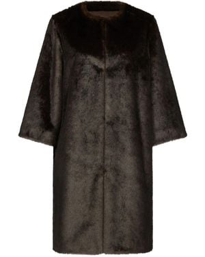 Loulou de Saison Three-Quarter-Sleeve Faux-Fur Coat - Black