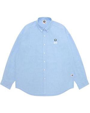 Aape By A Bathing Ape Overhemd Met Geborduurd Logo - Blauw