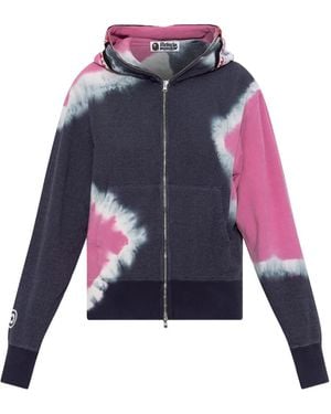 A Bathing Ape Tie-Dye Shark-Detail Hoodie - Blue