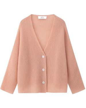 LU REN V-Neck Buttoned Cardigan - Pink
