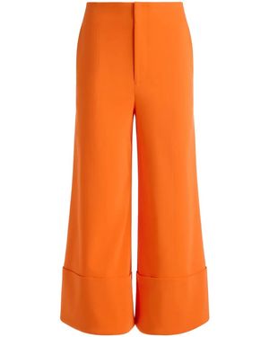 Alice + Olivia Andra Wide-Leg Cropped Cotton-Blend Trousers - Orange
