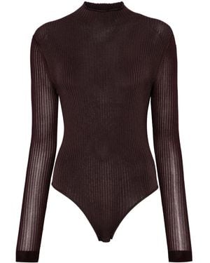 Fendi Fine-Ribbed Bodysuit - Brown