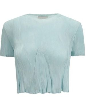 GONGDID DESIGN Crew-Neck Crop Top - Blue