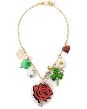 Amir Slama Rose-Pendant Necklace - Green