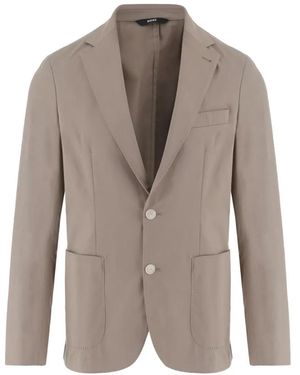 BOSS Notch-Lapels Single-Breasted Blazer - Brown