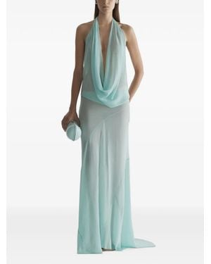 Mugler Abito Con Scollo All'Americana - Blu