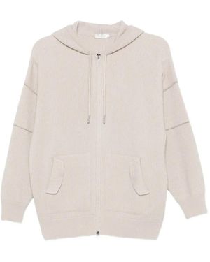 Panicale Ribbed-Knit Zip-Up Hoodie - White