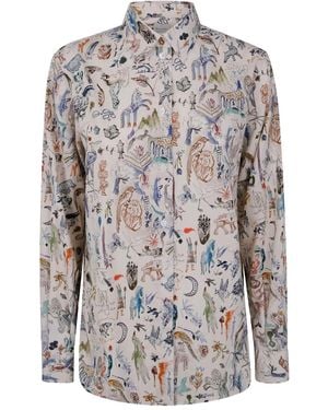 Paul Smith Little Beasts-print cotton shirt - Grau