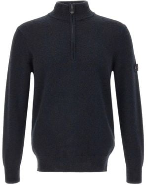 Peuterey Gerippter Pullover mit Reißverschluss - Blau