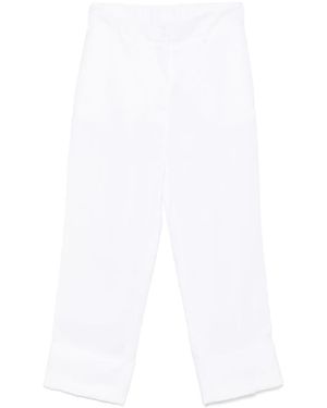 Blanca Vita Pantalon En Lin À Coupe Droite - Blanc