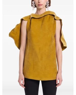 Magda Butrym Ruffled-Trim Tie-Fastening Top - Yellow