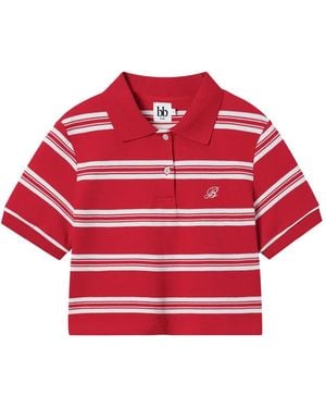 B+ AB Striped Collared Polo Top