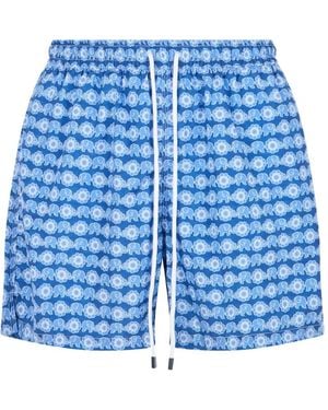 Fedeli Elephant-Print Swim Shorts - Blue