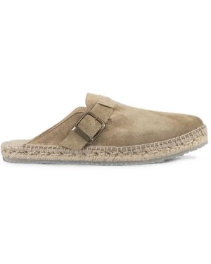 Espadrilles Buckle-Fastening Suede Sandals - Natural
