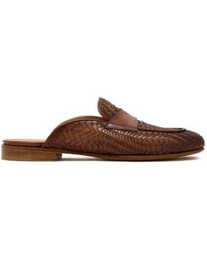 Magnanni Woven Leather Mules - Brown
