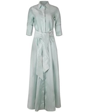 Sara Roka Marysu Tie-Waist Shirt Dress - Blue