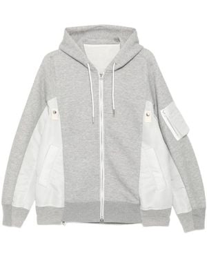 Sacai Sudadera Con Capucha Y Cremallera - Blanco