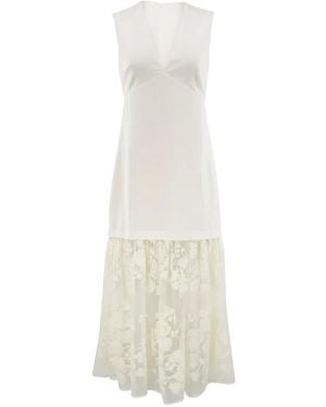Sea Arielle Lace-Insert V-Neck Midi Dress - White