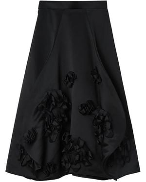 Enfold Falda Midi Con Volantes Y Aplique Floral - Negro