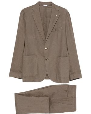 Manuel Ritz Single-Breasted Patch-Pocket Suit - Brown