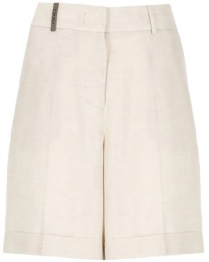 Peserico Leather-Detail Shorts - Natural