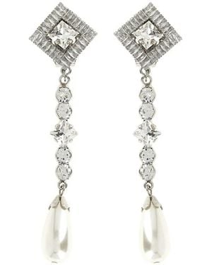 Alessandra Rich Pendientes Con Detalles De Cristales - Blanco