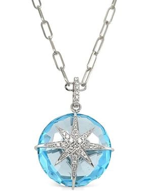 Lisa Nik 18K Round Star Diamond And Topaz Necklace - Blue