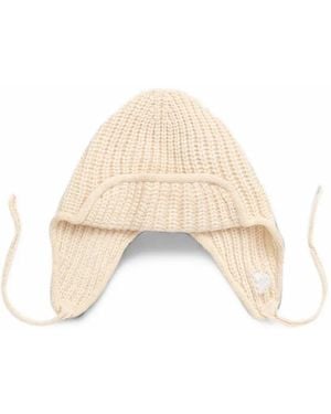 Kangol Trapper Ribbed-Knit Ear-Flap Beanie Hat - Natural