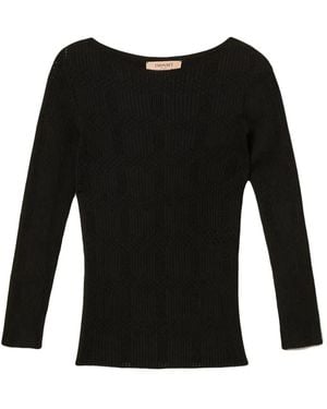 Twinset Camiseta de canalé - Negro