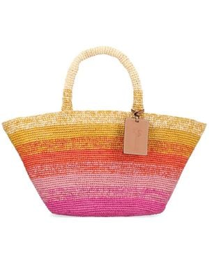 Manebí Bolso De Hombro Panier Tejido - Rosa