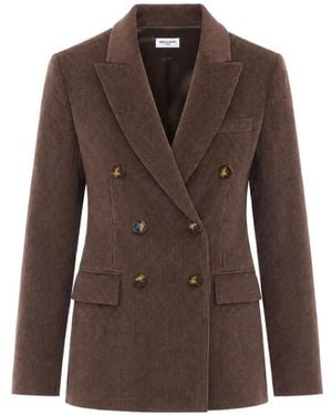 RUE DU BAC Double-Breasted Corduroy Blazer - Brown