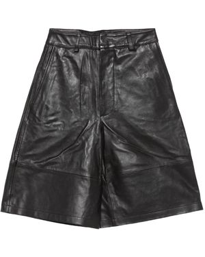 Frankie Shop Olivia Paneled Leather Shorts - Gray