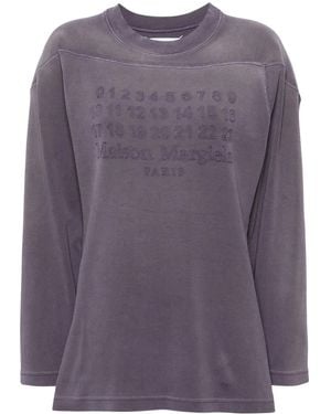 Maison Margiela Numbers Logo Cotton T-Shirt - Purple