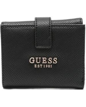 Guess Flap Logo-Plaque Wallet - Black