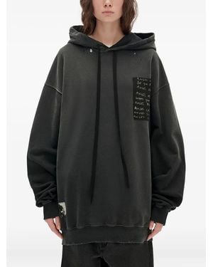 Ann Demeulemeester Hoodie En Coton À Lien De Resserrage - Noir