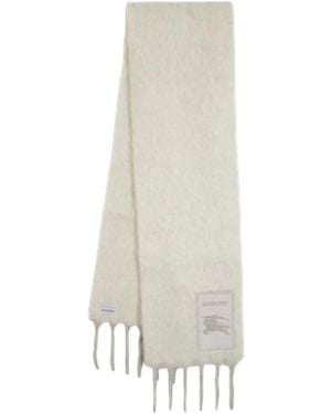 Burberry Brushed Logo-Plaque Scarf - White
