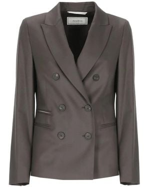 Peserico Double-Breasted Virgin Wool Blazer - Grey
