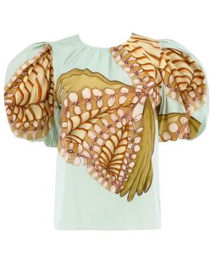 Ulla Johnson Haut Ravena À Manches Bouffantes - Metallic