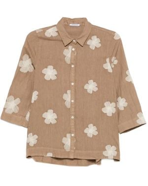 ROSSO35 Blouse Met Geborduurde Bloemen - Naturel