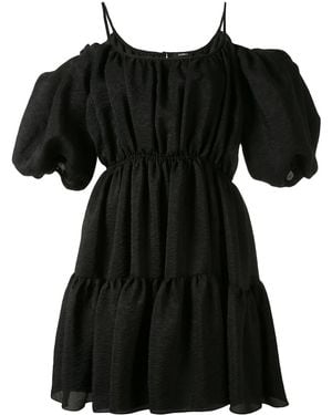 Goen.J Balloon-Sleeved Tiered Mini Dress - Black