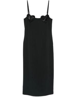 Blumarine Heart-Motif Embellished Midi Dress - Black