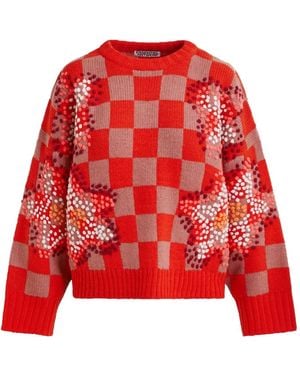 Essentiel Antwerp Inter Pullover mit Schachbrettmuster - Rot