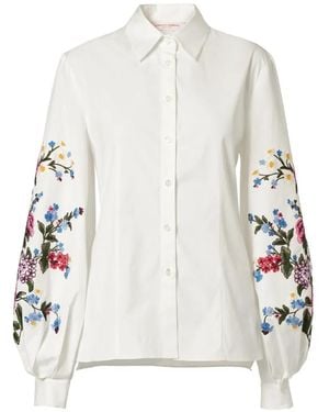 Carolina Herrera Floral-Embroidered Shirt - White