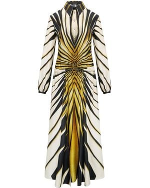 Roberto Cavalli Ray Of Print Silk Shirt Dress - White
