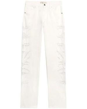 Blumarine Lace-Insert Boyfriend Jeans - White