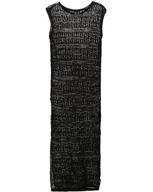 P.A.R.O.S.H. Sleeveless Crochet Midi Dress - Black