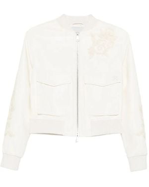 ERMANNO FIRENZE Embroidered Bomber Jacket - White