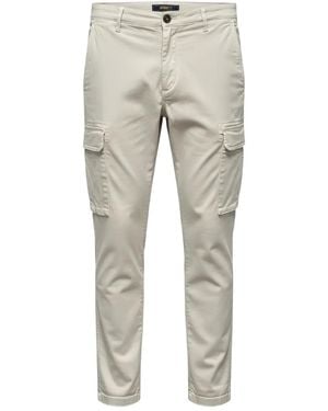 40 Weft Cargo-Pockets Straight-Leg Pants - Gray