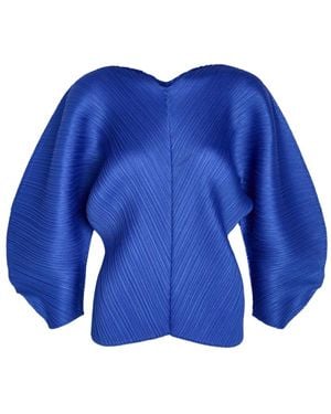 Issey Miyake Pleated Blouse - Blau